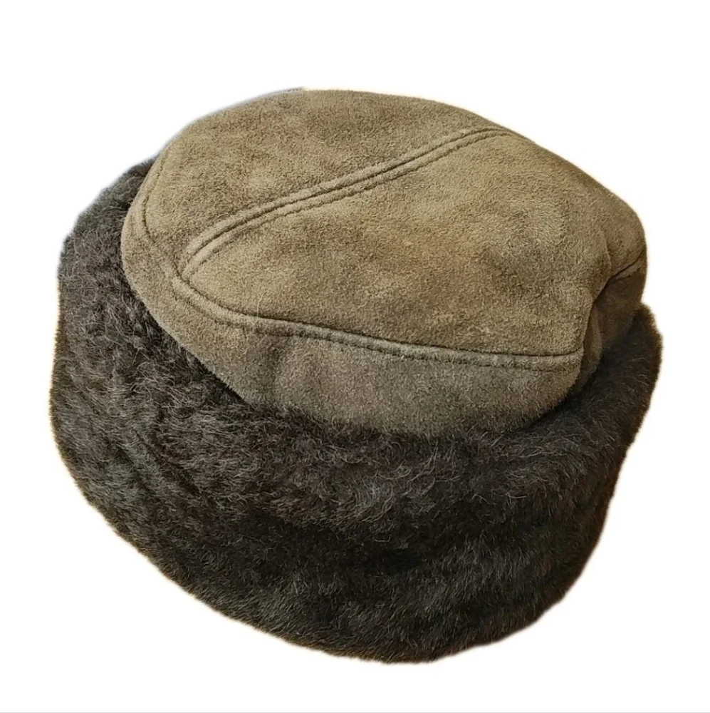 Susan Bradford Brown Suede Cossack Hat Fur Lined Winter Snow Cap Vermont USA O/S
